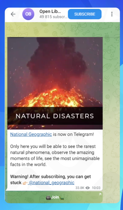 National Geographic channel is advertised